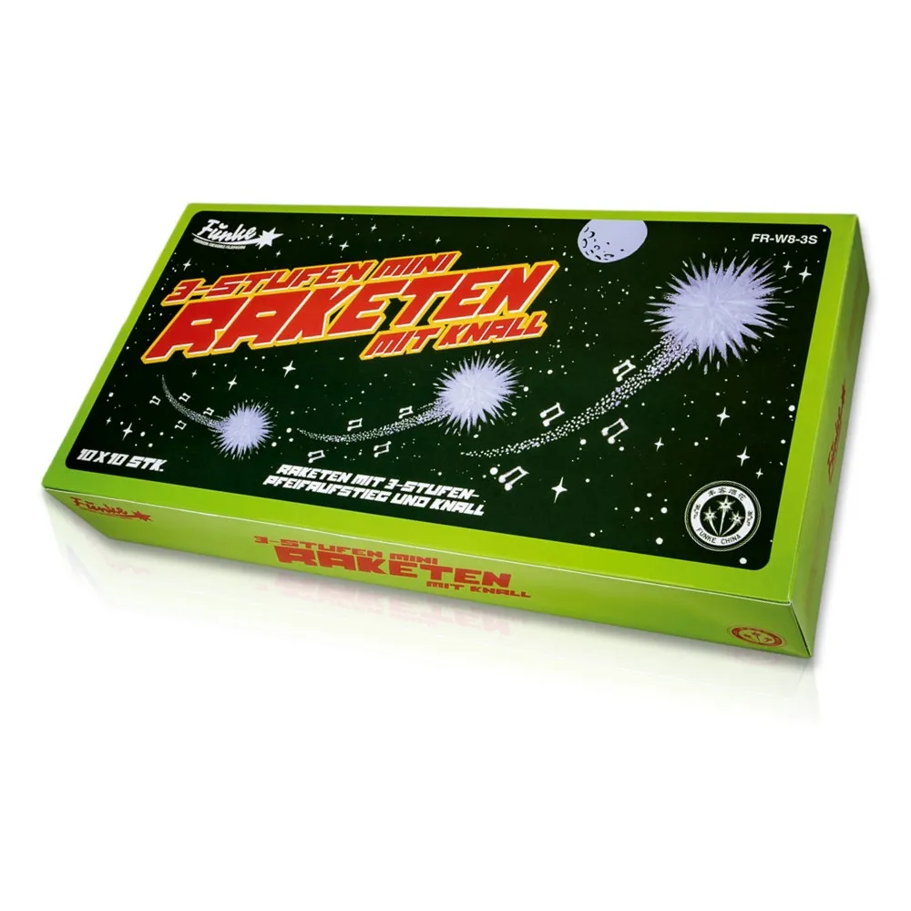 3-Stufen Mini-Raketen mit Knall, 10Stk.