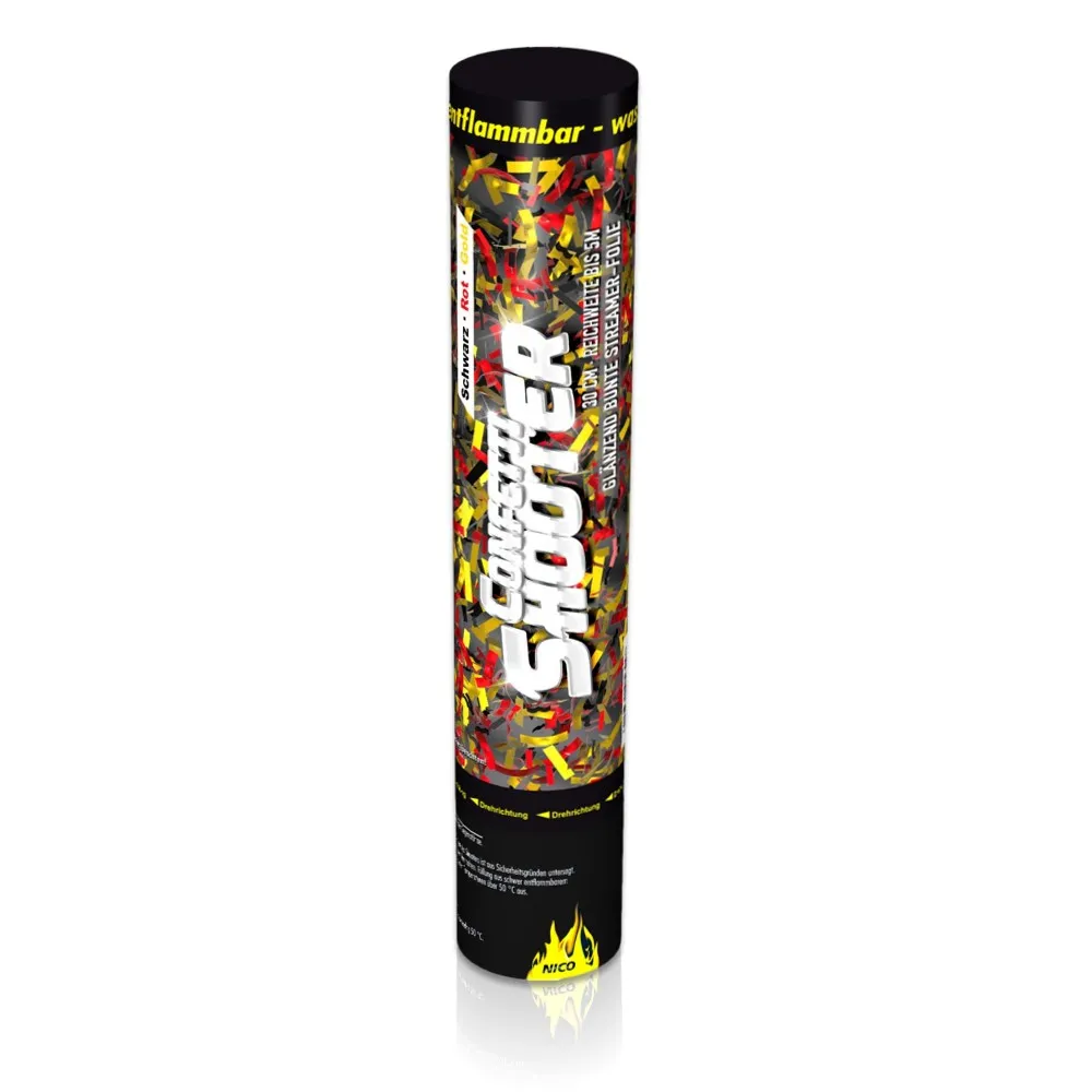 Confetti Shooter schwarz-rot-gold 1Stk.