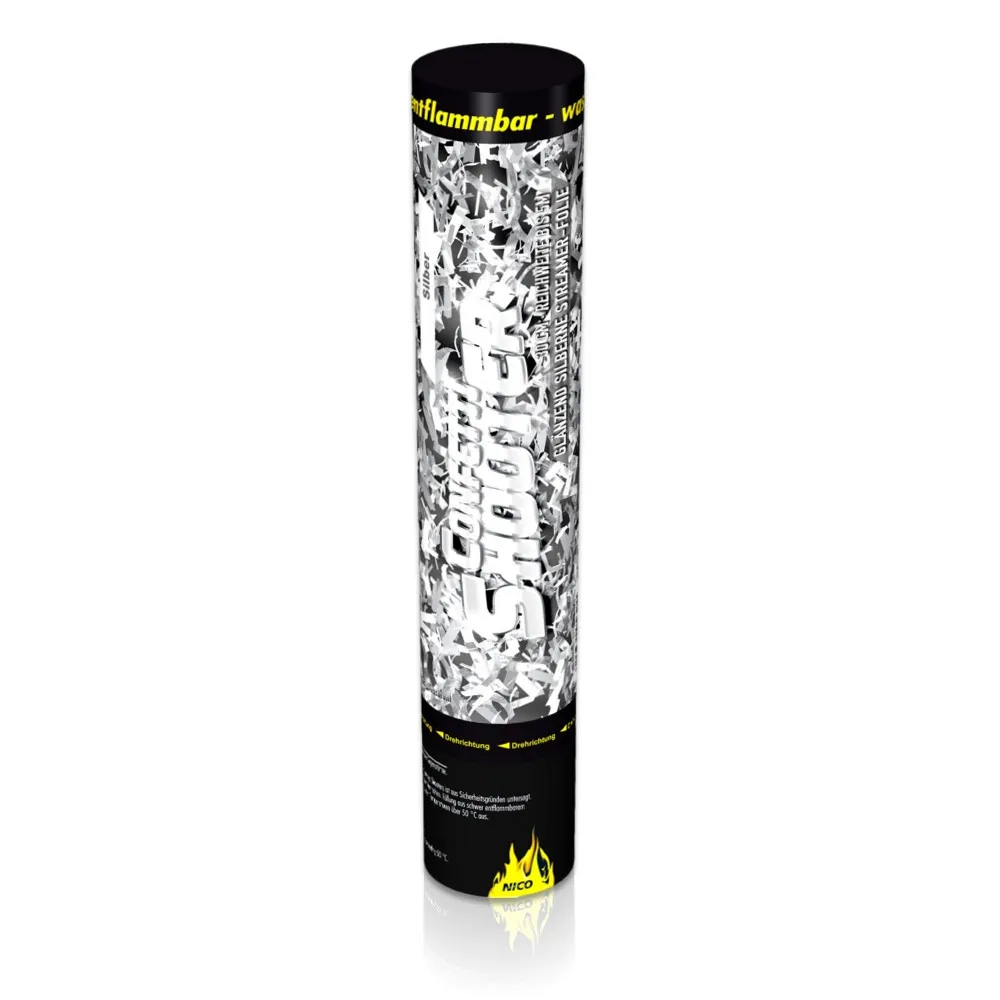 Confetti Shooter Silber metallic 1Stk.30cm