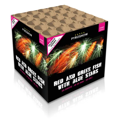 Red and Green Fish with Blue Stars 25-Schuss